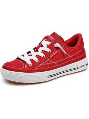 Women's Red Closed Toe Slip On Arch Fit Arcade Athletic Walking Sneaker